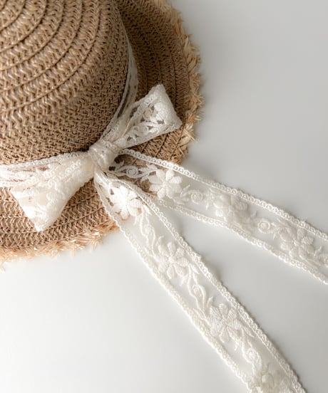 即納flower lace ribbon paper hat