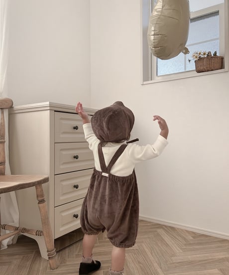 即納  Clap rompers bonnet set