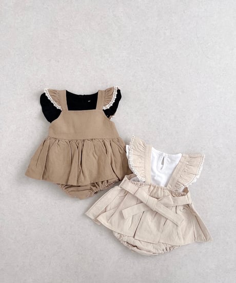 即納 m-kids  Linen frill suit