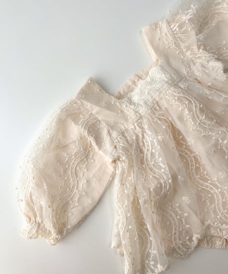 即納square neck lace tulle rompers