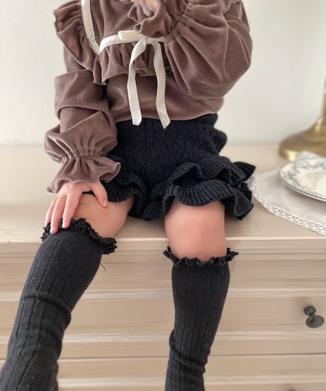 即納 knit frill pants