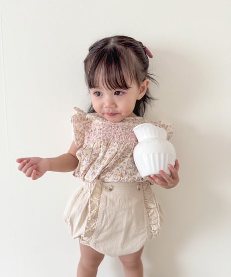 即納shirring frill blouse