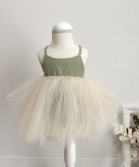 即納simple tulle one-piece