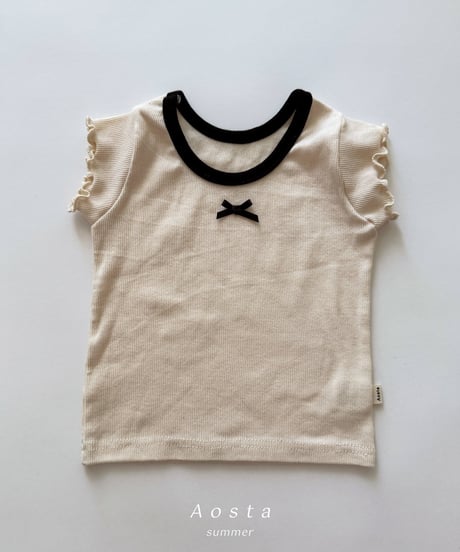 即納aosta Lip ribbon tee