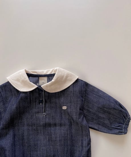 即納sailor denim rompers