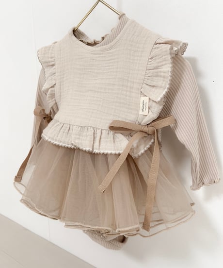 即納Gauze　ribbon bib