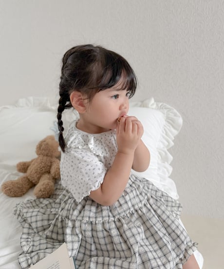即納mimi market Flora collar tee