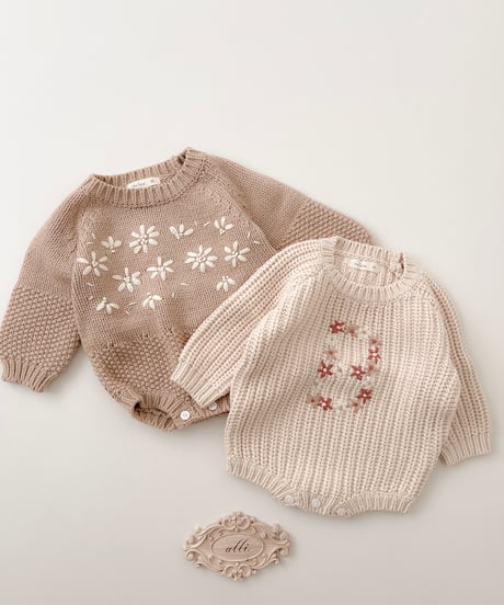 即納Flower knit suit
