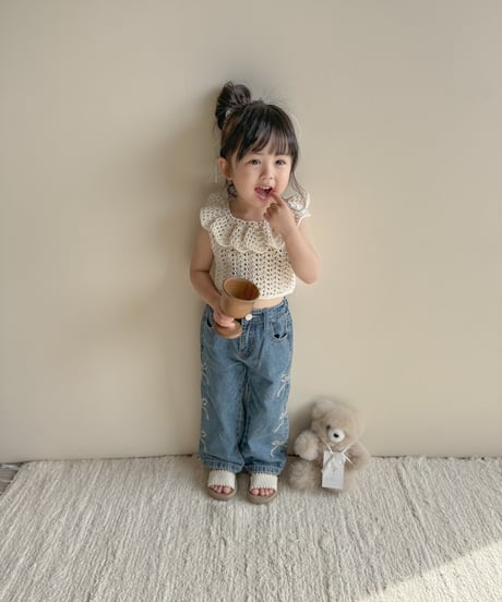 即納ribbon wide denim
