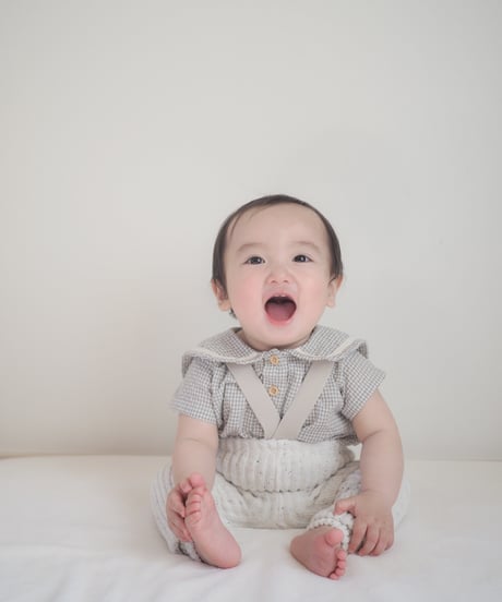 即納monbebe Check sailor suit