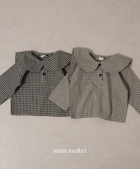 即納 mimi market Check sailor blouse
