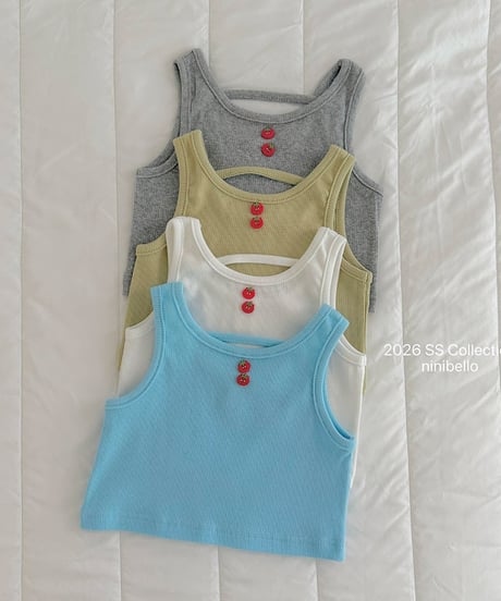 予約ninibello Tomato Button Sleeveless Top