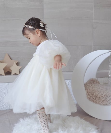 即納balloon sleeve tulle dress