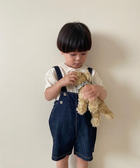 即納monbebe × alli   indigo denim salopette