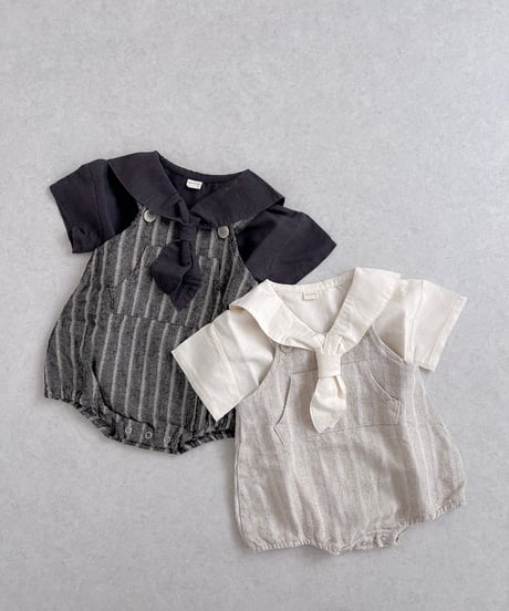 即納 nunubiel Linen rompers bonet set