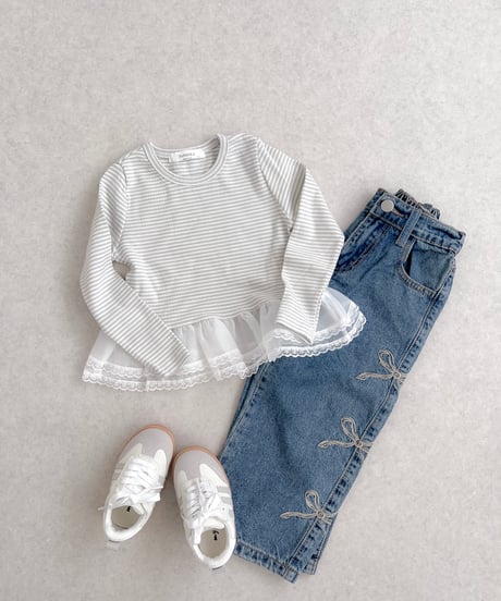 即納ribbon wide denim