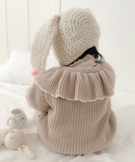 即納ruffle collar  knit cardigan