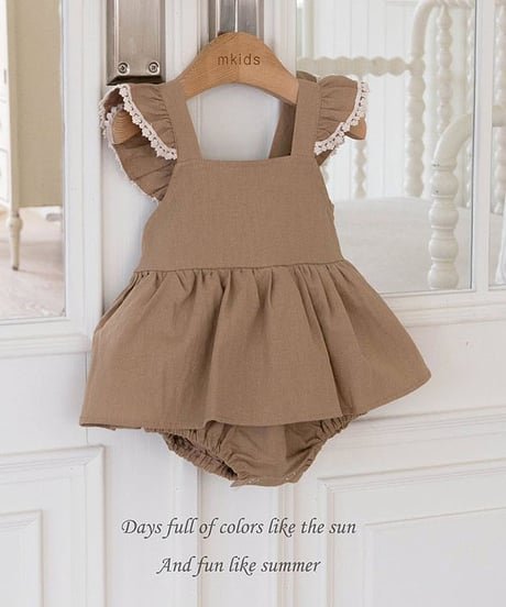 即納 m-kids  Linen frill suit