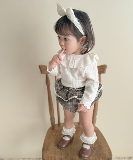 即納back ribbon ruffle collar tee