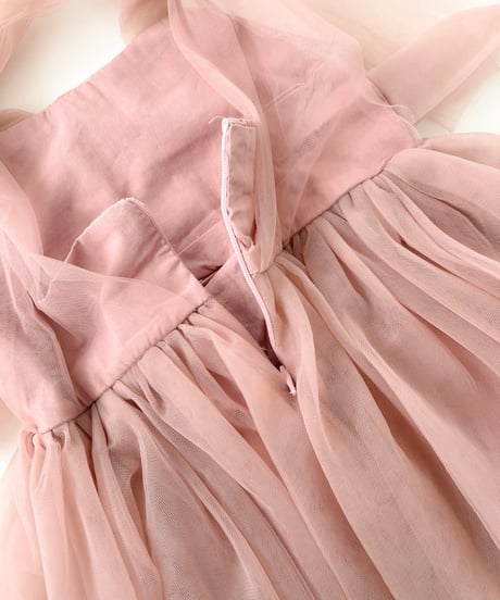即納shoulder ribbon tulle dress