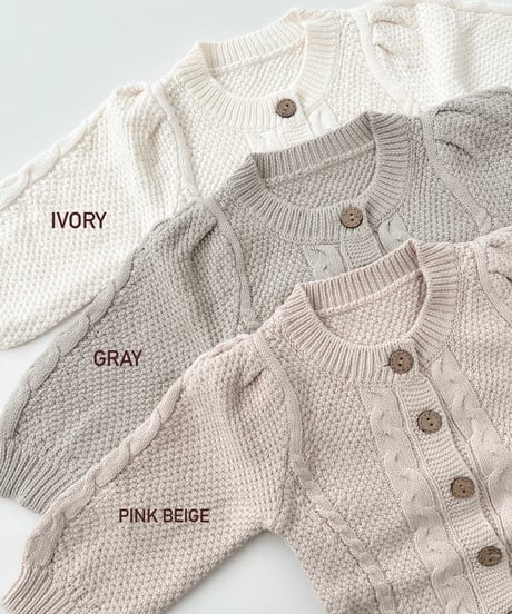 即納cable knit cardigan