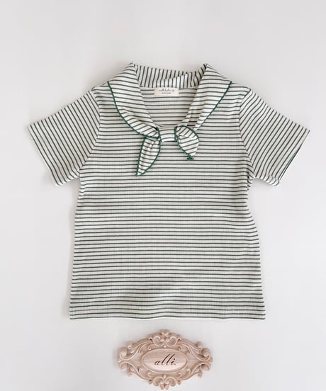 即納Milk stripe sailor  T-shirt