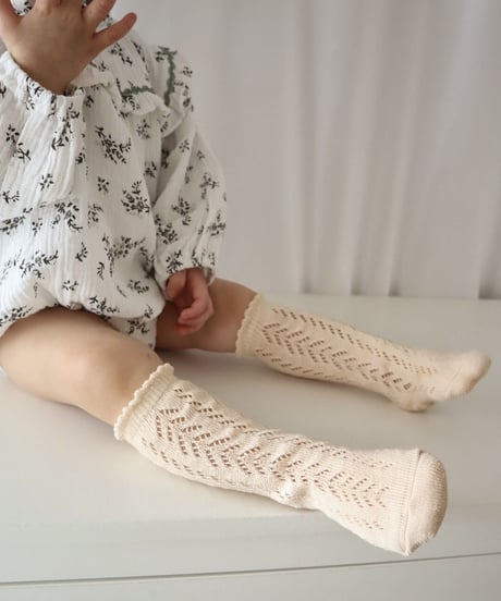 即納baby openwork color high socks