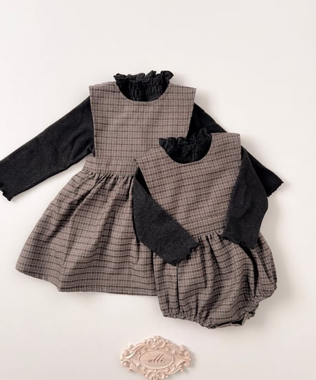 即納antique plaid salopette