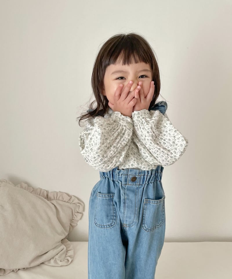 在庫限り70-110cm frill denim salopette | alli
