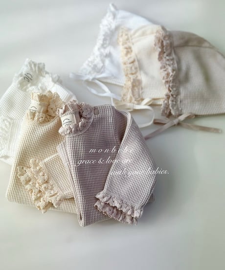 即納monbebe newborn waffle rompers set