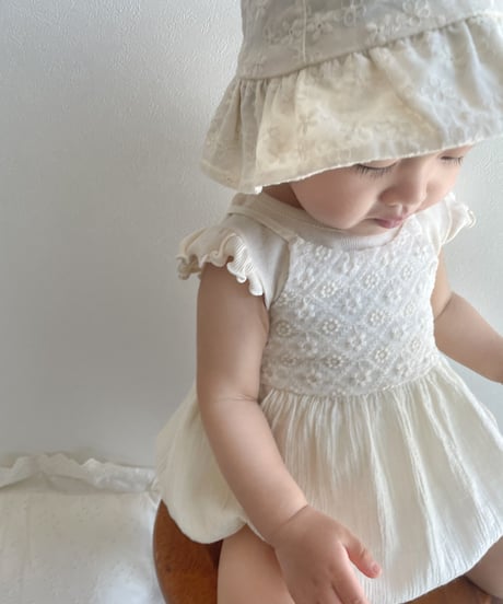 即納baby  flower embroidery hat