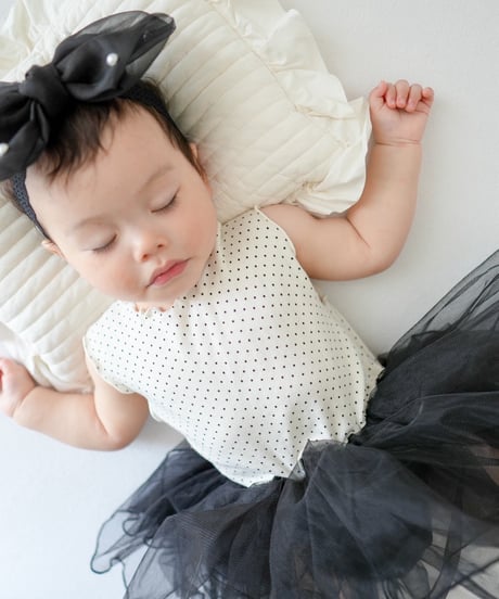 即納no sleeve dot tulle rompers
