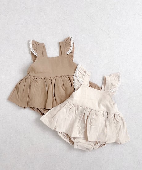 即納 m-kids  Linen frill suit