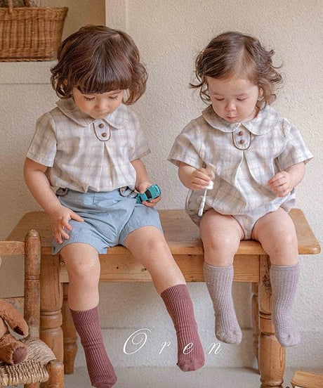 即納　OREN   check round collar set