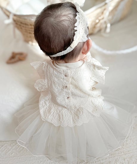 即納volume tulle rompers