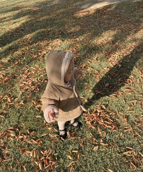即納baby corduroy boa coat