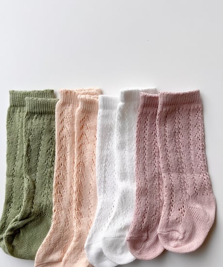 即納baby openwork color high socks