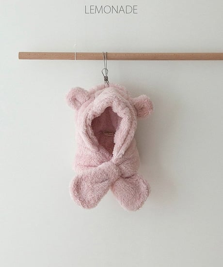 即納Mokomoko Bear Hood Scarf
