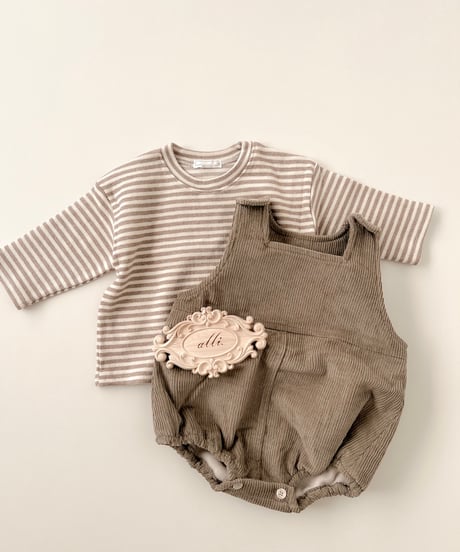即納corduroy salopette & tee Set