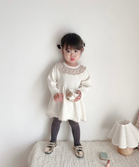 即納 scallop knit one-piece