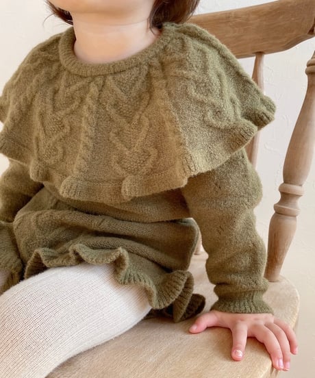 即納  frill knit set up