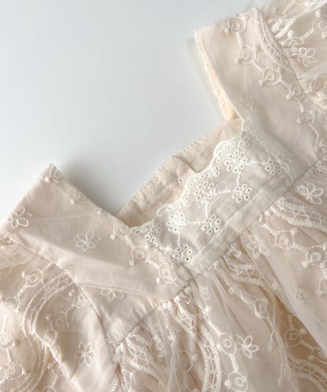 即納square neck lace tulle rompers