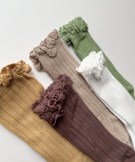 即納 lib frill knee high socks