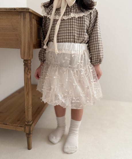 即納 mimi market Ribbon Mesh Balloon skirt