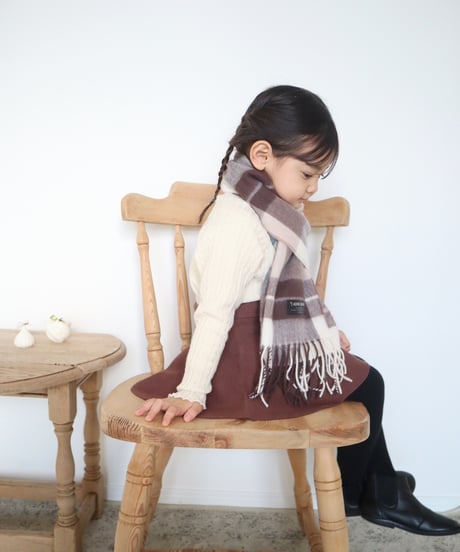 即納knit flare skirt  brown&beige