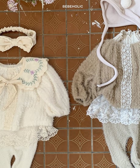 即納 mohair flower blouse