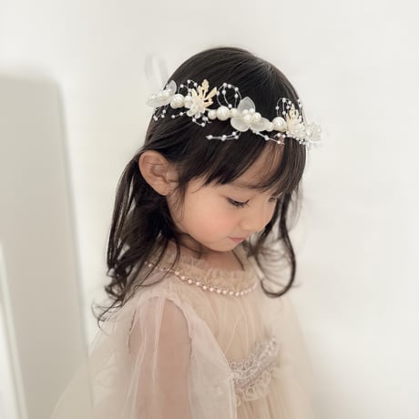 即納perl flower head dress