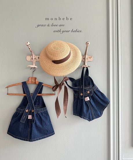 即納monbebe Bongbong denim suspenders