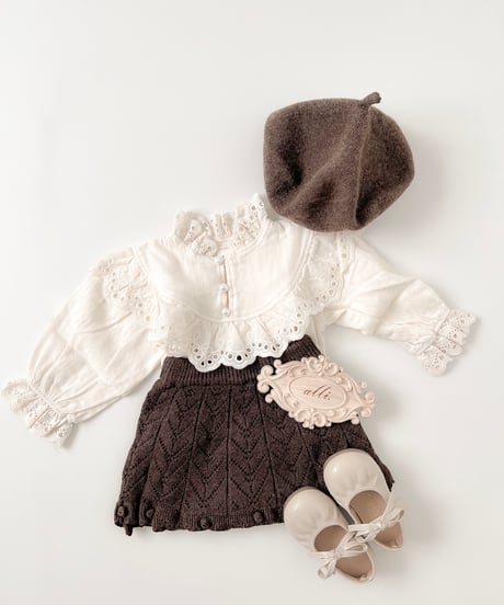 即納eyelet knit skirt