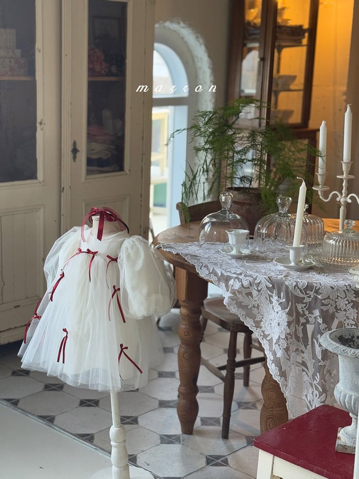 【marron】Ribbon dress リボン アイボリー M 即納marron ribbon dress kids size | alli.